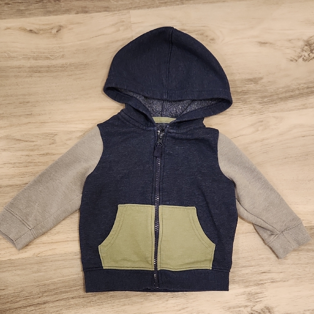 Cat & Jack Gray Color-Block Hooded Sweatshirt 12 Months